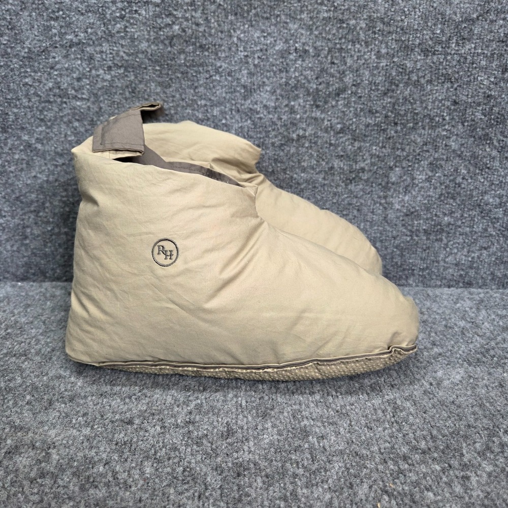 Restoration Hardware Duck Down Feathers Foot Duvet Slippers Sz L/XL Beige